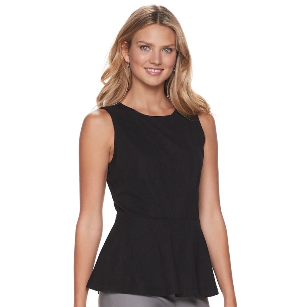 Elle Black Textured Peplum Top